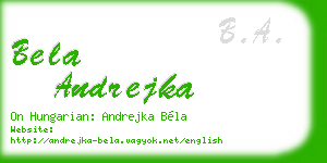 bela andrejka business card